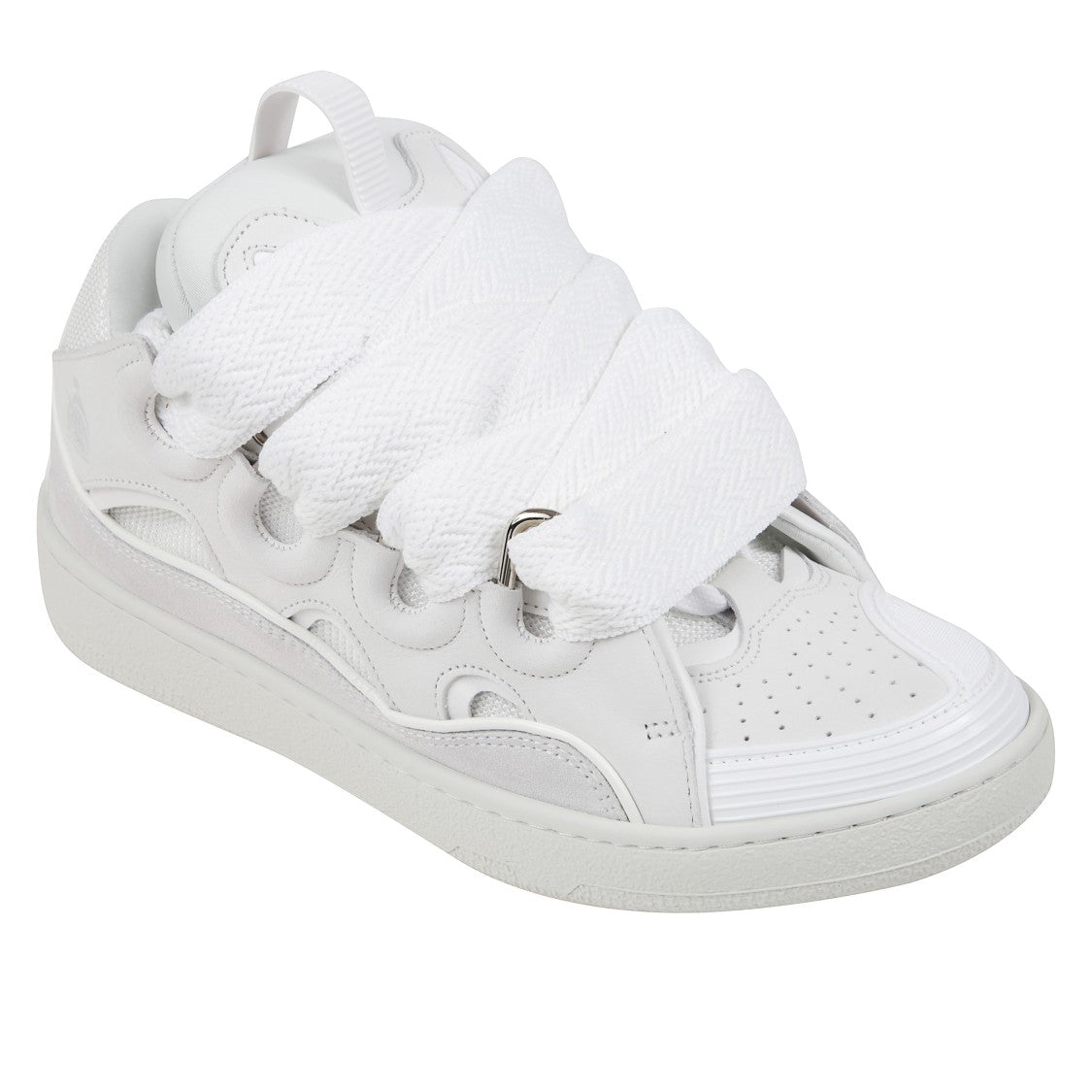 Lanvin Minimalistic White Curb Sneakers With Elevated Sole