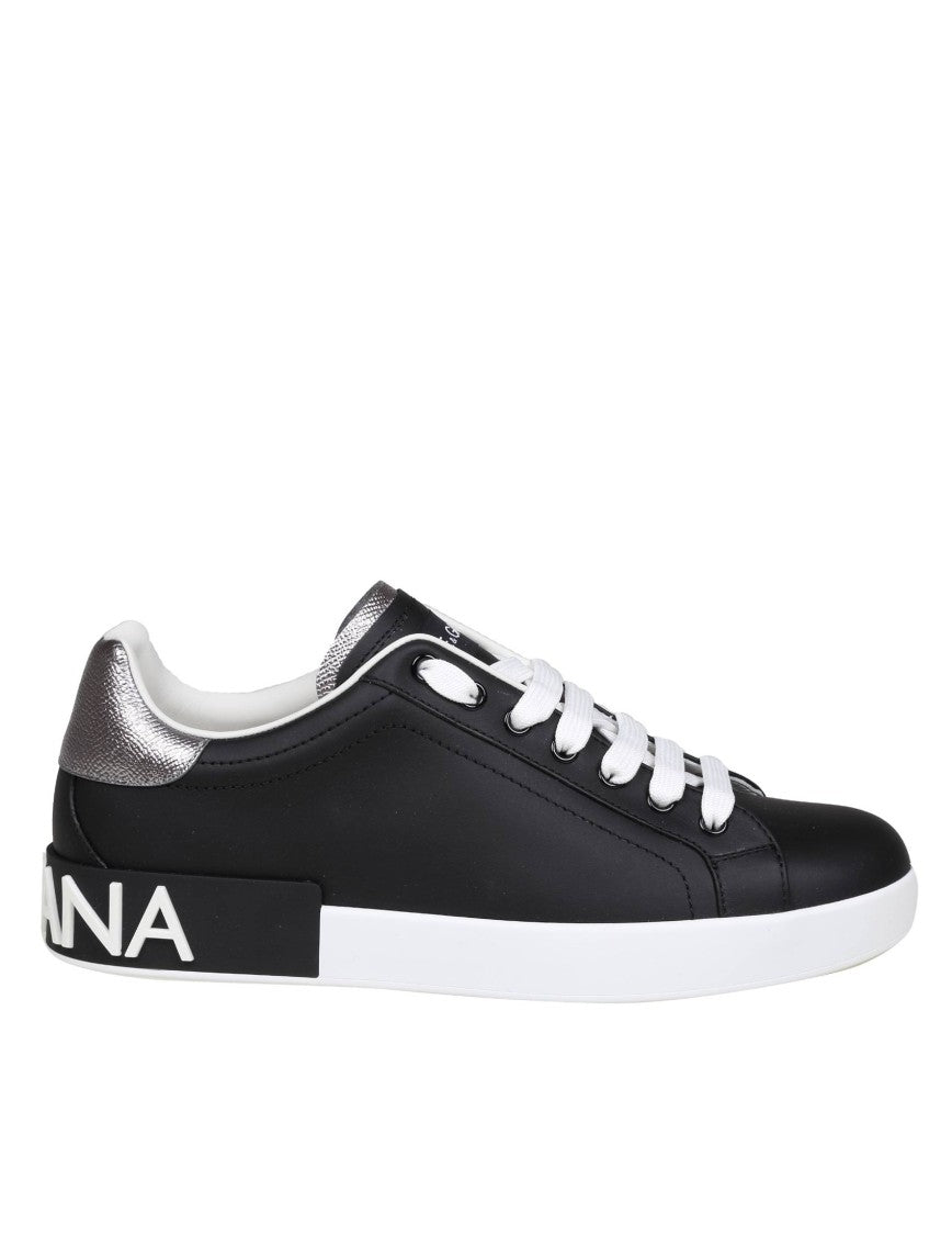 Dolce & Gabbana Black Leather Portofino Sneakers