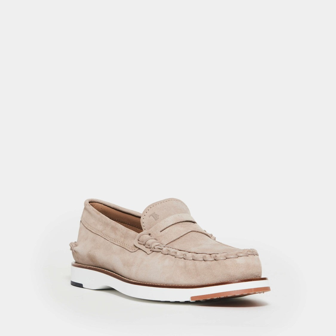 Tod's Moccasin In Beige Suede With Threading And Mask