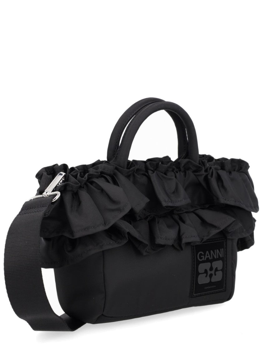 Ganni Recycled Polyamide Ruffled Trim Bag
