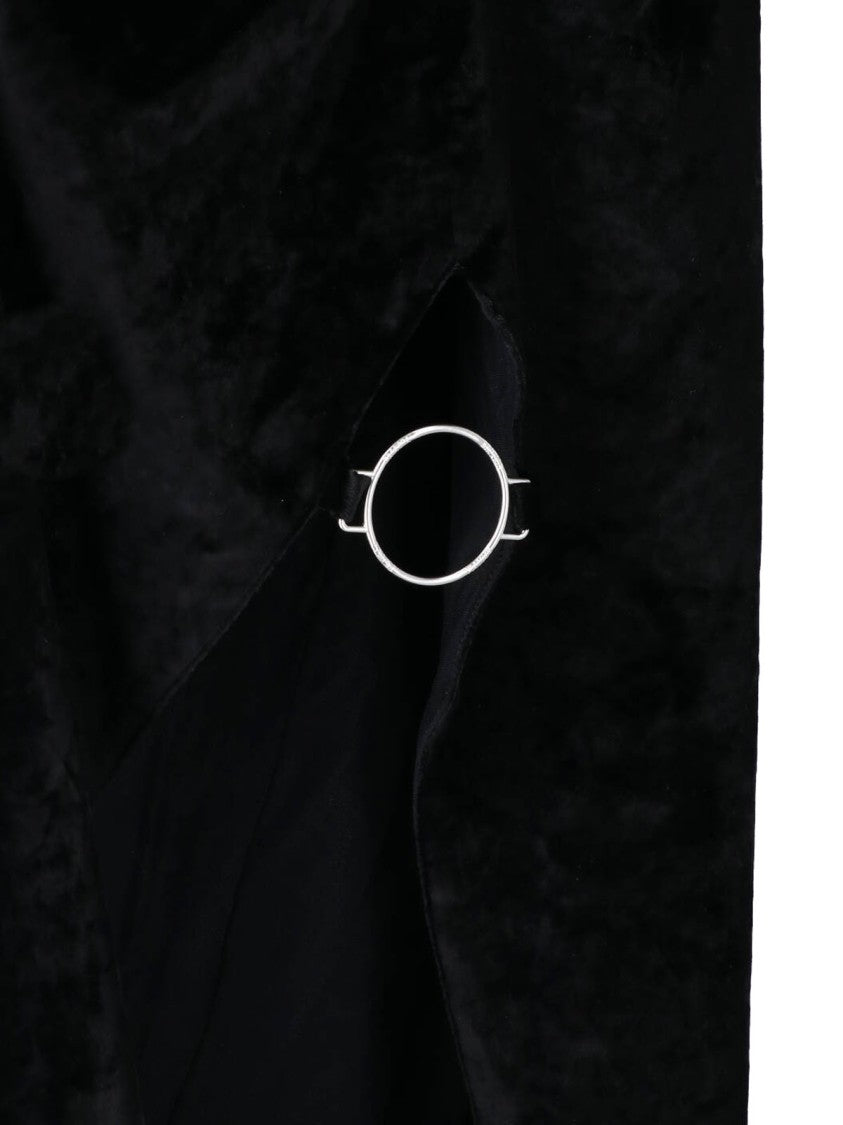 Dondup Black Velvet Side Drape Maxi Dress
