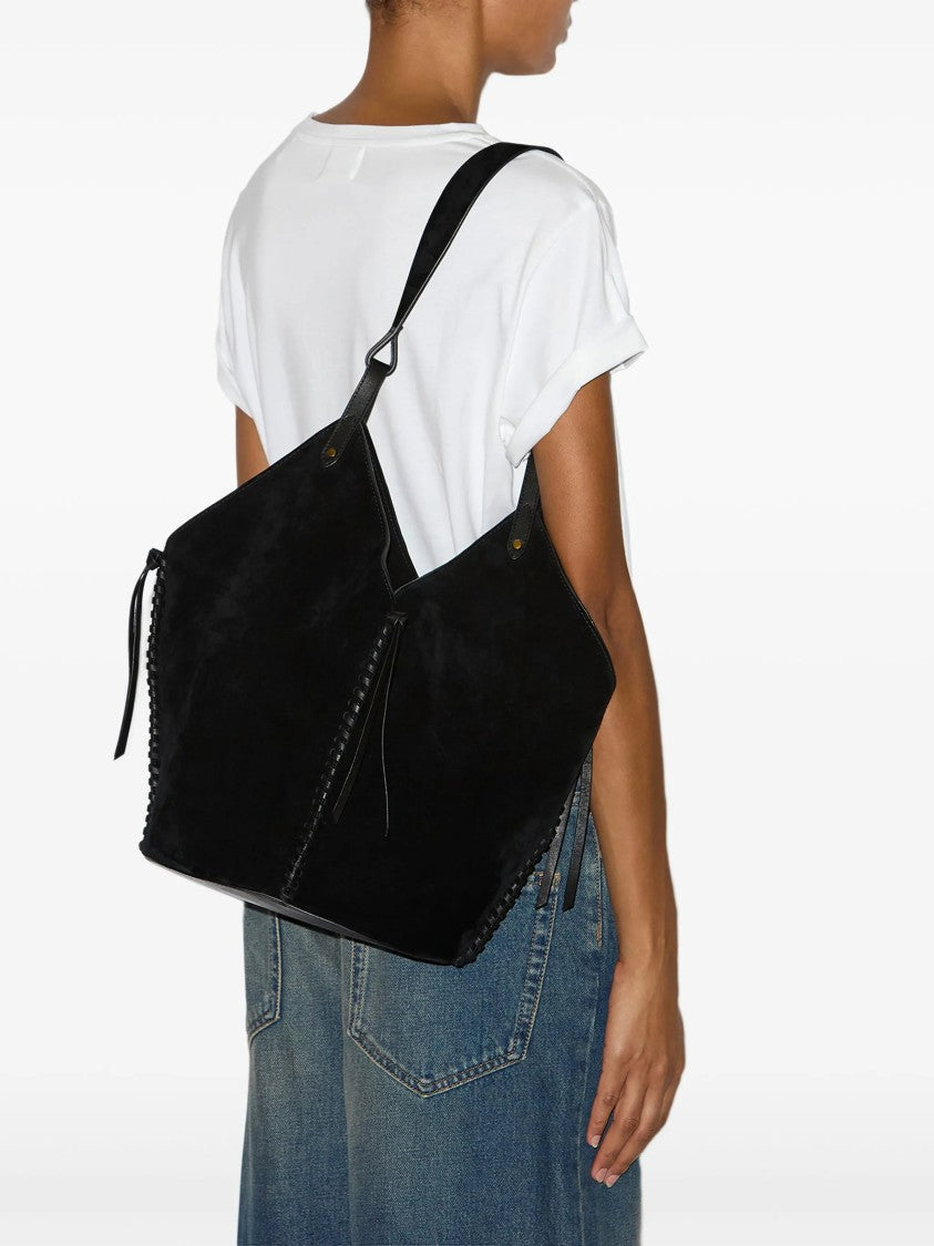 Isabel Marant Black Tampa Calf Velvet Shoulder Bag