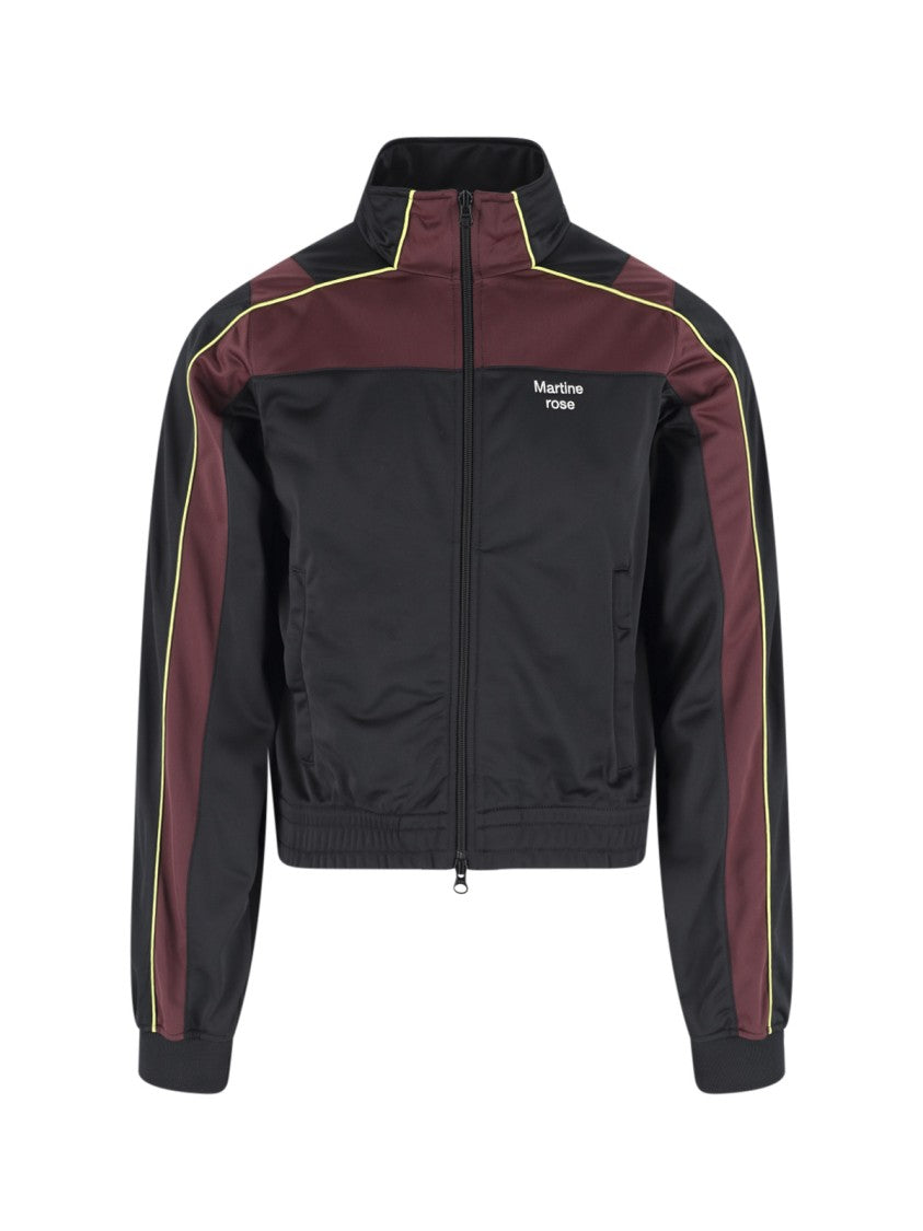 Martine Rose Cropped Track Jacket With High Collar And Dynamic Piping