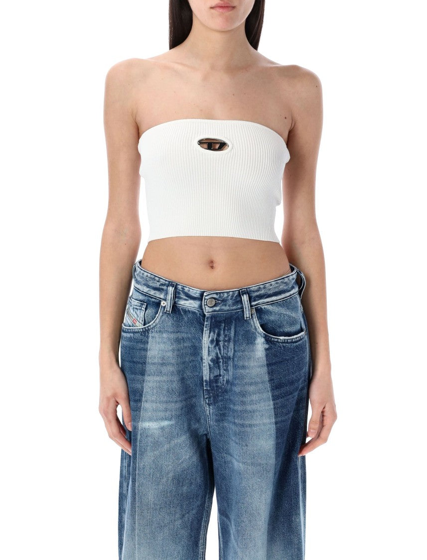 Diesel Ribbed Tube Top With Stylish Logo Plaque