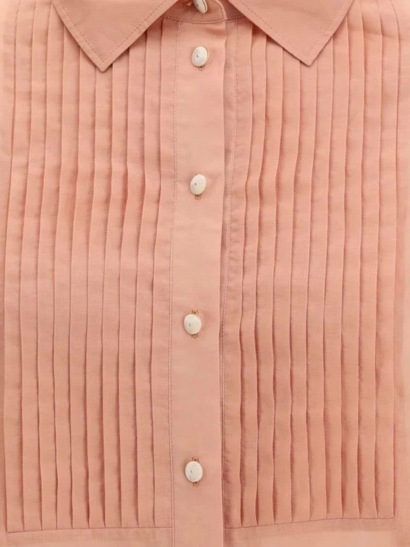 Golden Goose Semi-Sheer Pleated Cotton Shirt