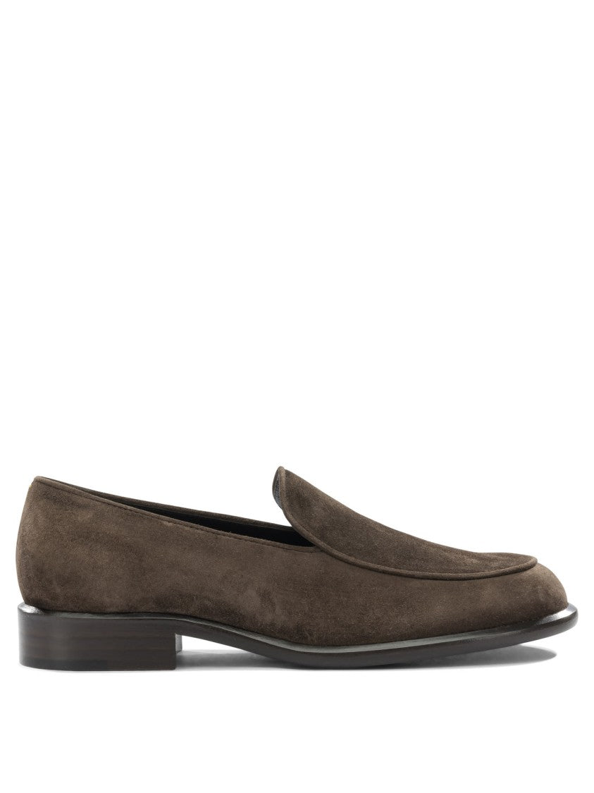 Khaite Chocolate Brown Suede Loafers