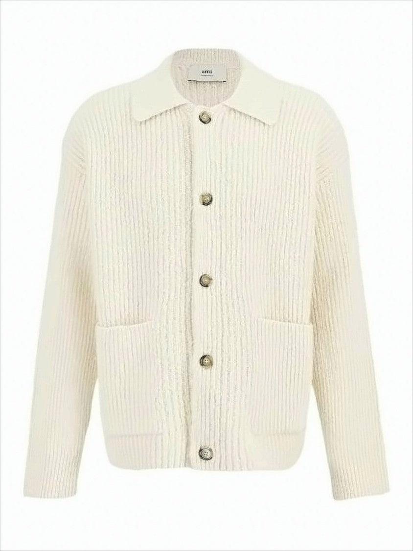 Ami Paris Ribbed Knit Cardigan