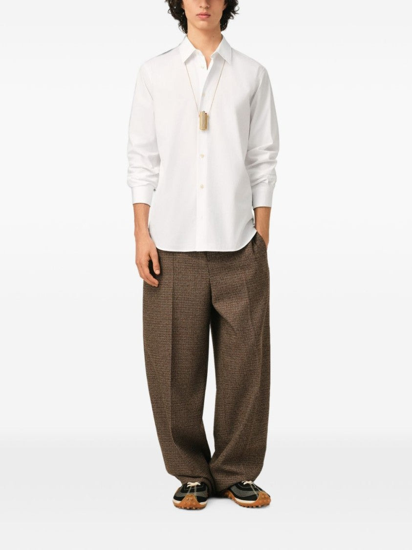 Ami Paris Long Sleeve Minimalist Shirt With Pointed Collar