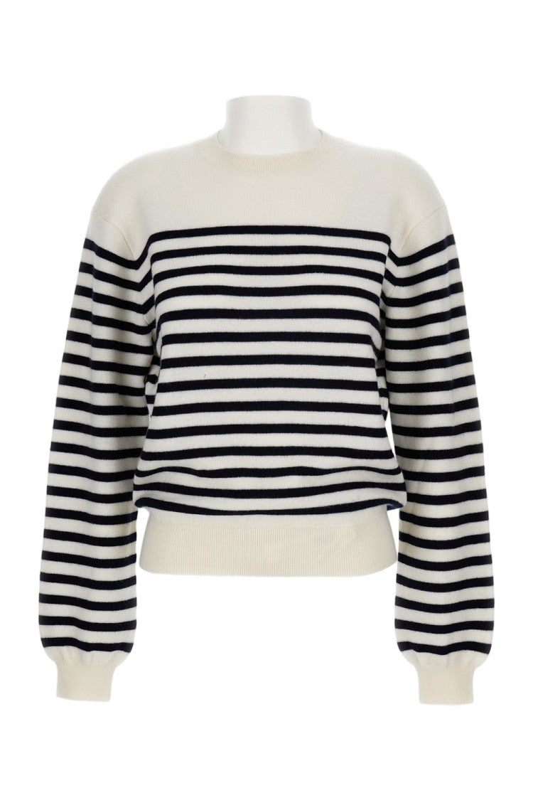 Khaite Striped Crew-Neck Sweater With Voluminous Sleeves