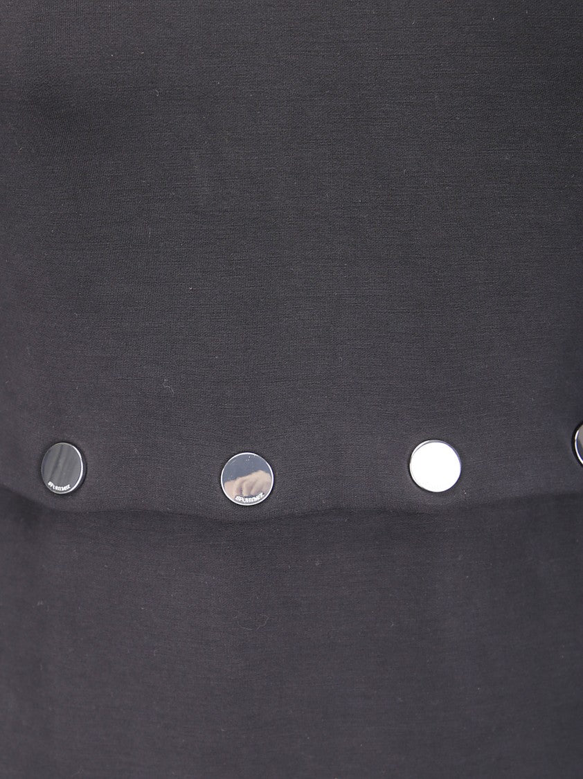 Sportmax Long Slim Fit Dress With Contrasting Appliqués And Back Zip Closure