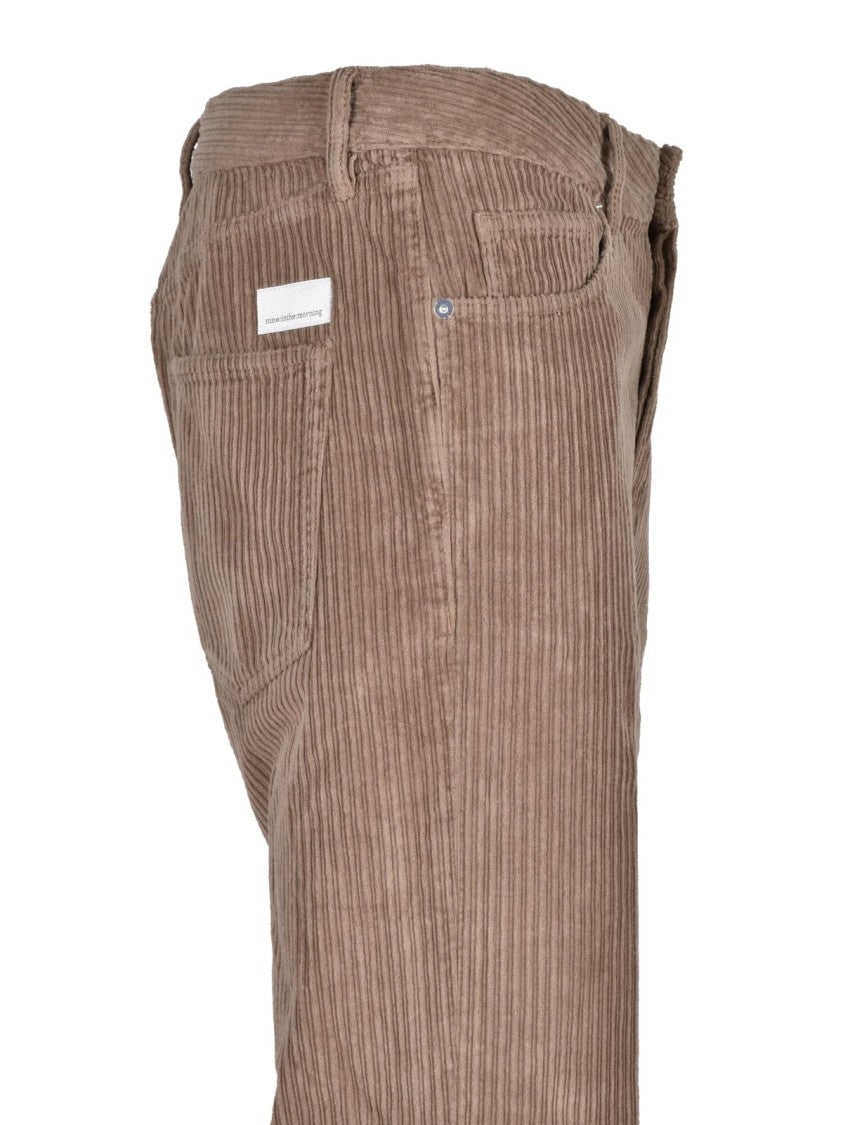 Nine In The Morning Textured Corduroy Carrot Trousers With Button Closure