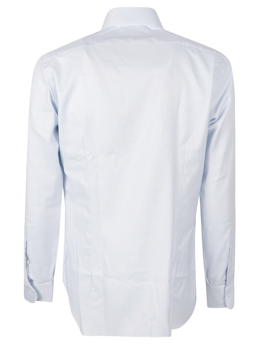 Barba Long-Sleeve Textured Pattern Shirt With Pointed Collar