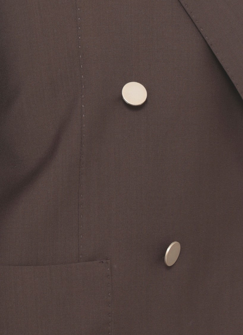 Briglia 1949 Brown Blanchette Double-Breasted Wool Blazer