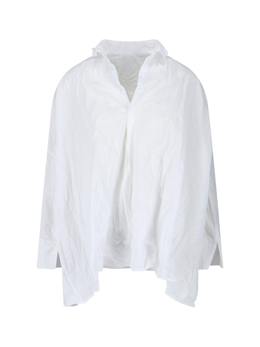 Daniela Gregis Gathered Cotton Shirt – White