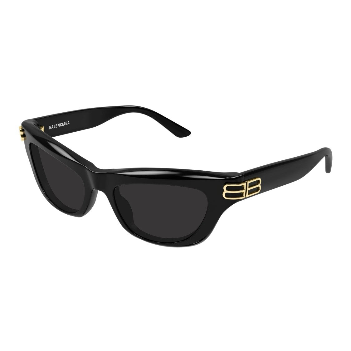 Balenciaga Bb0430s Glossy Black Acetate Rectangular Sunglasses