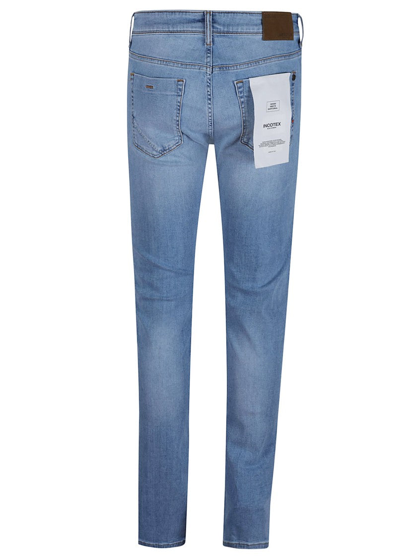 Incotex Slim-Fit Five-Pocket Denim Pants With Light Wash Finish