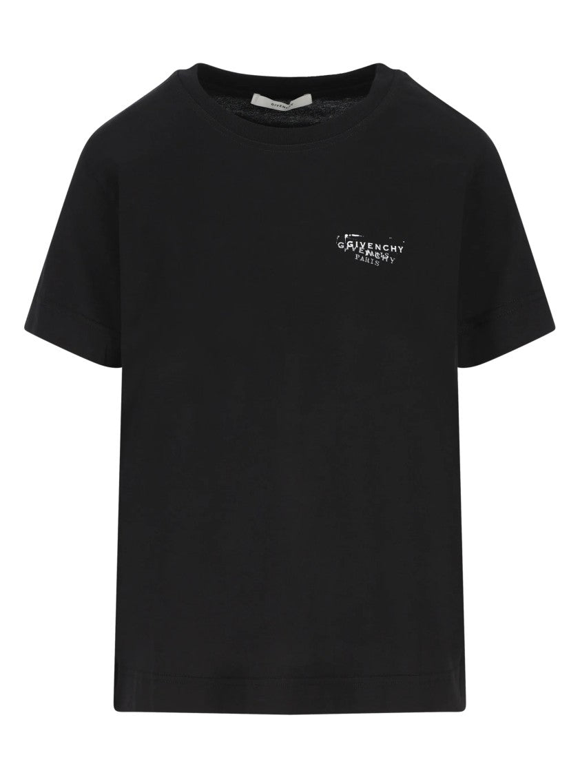 Givenchy Regular Fit Black Cotton Distressed T-Shirt