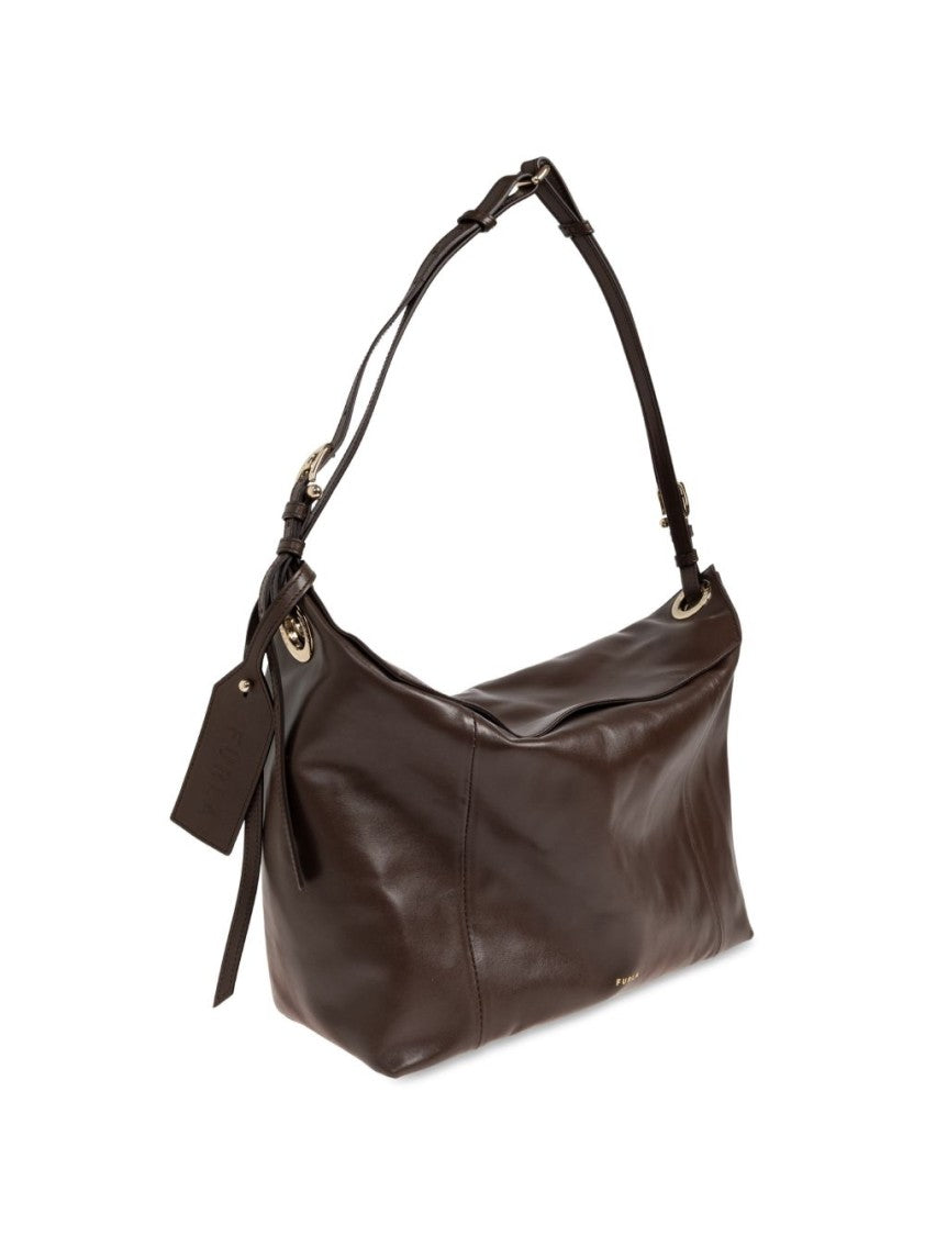 Furla Brown Ginevra L Rectangular Leather Shoulder Bag