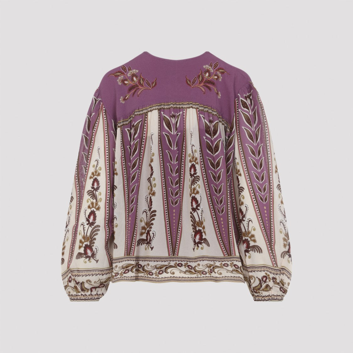 Farm Rio Multicolor Floral Print Blouse With Puff Sleeves