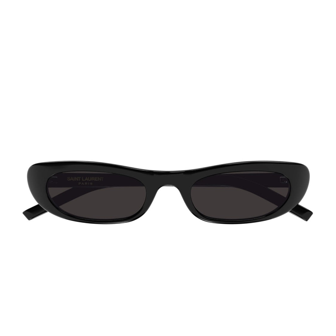 Saint Laurent Narrow Oval Sunglasses With Glossy Finish And Wraparound Lenses