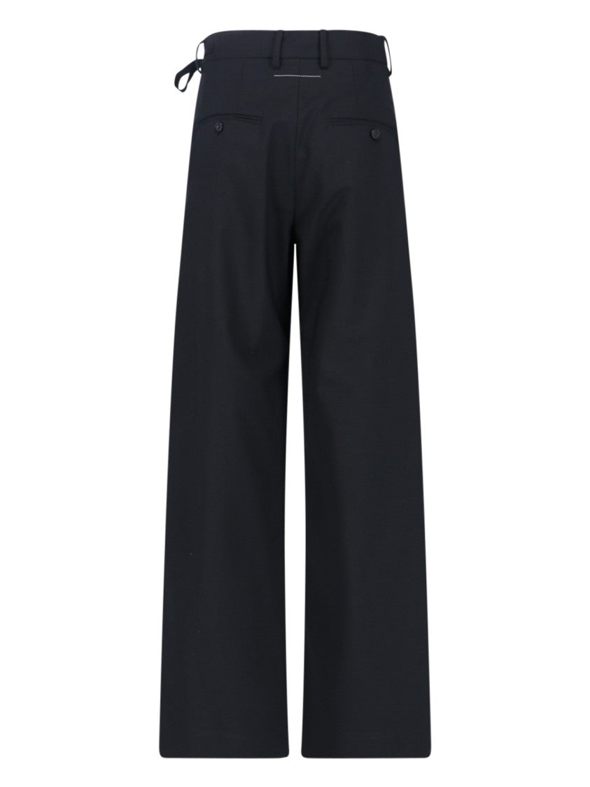 Mm6 By Maison Margiela Tailored Black Trousers With Front Tie Detail