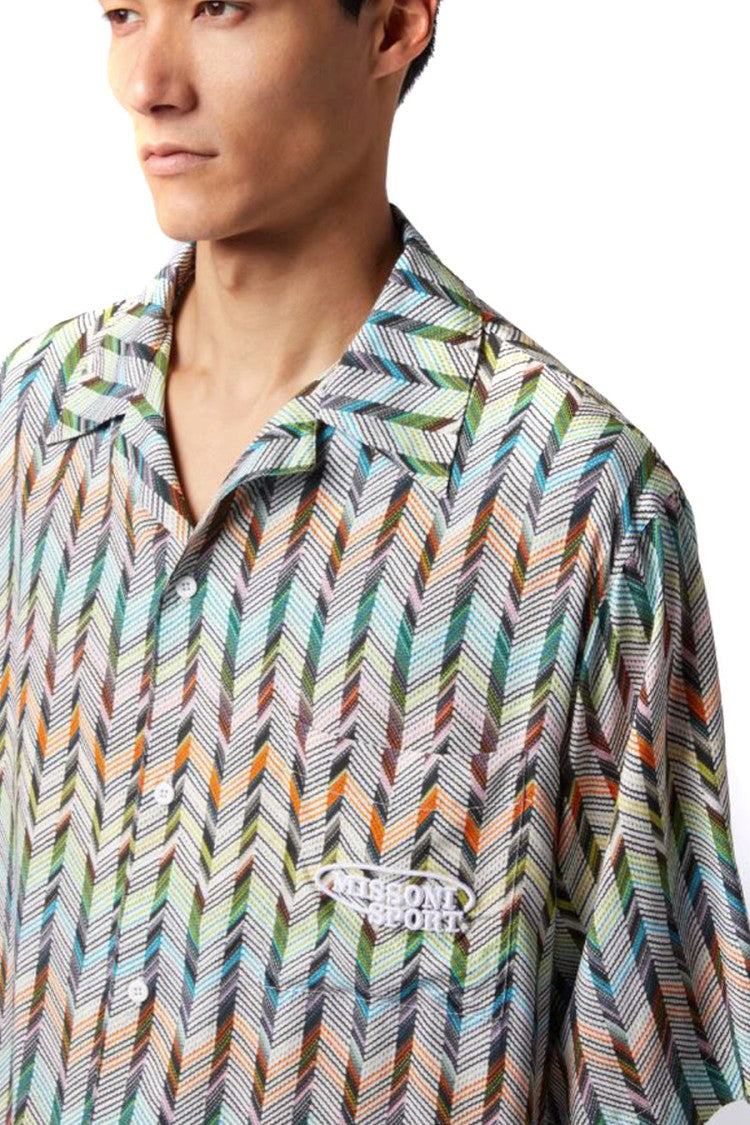 Missoni Multicolor Viscose Zigzag-Print Camp Shirt