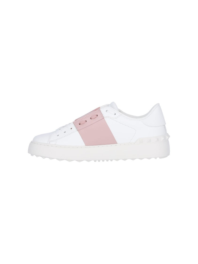 Valentino Garavani Rockstud Untitled Sneakers With Contrast Pink Accents