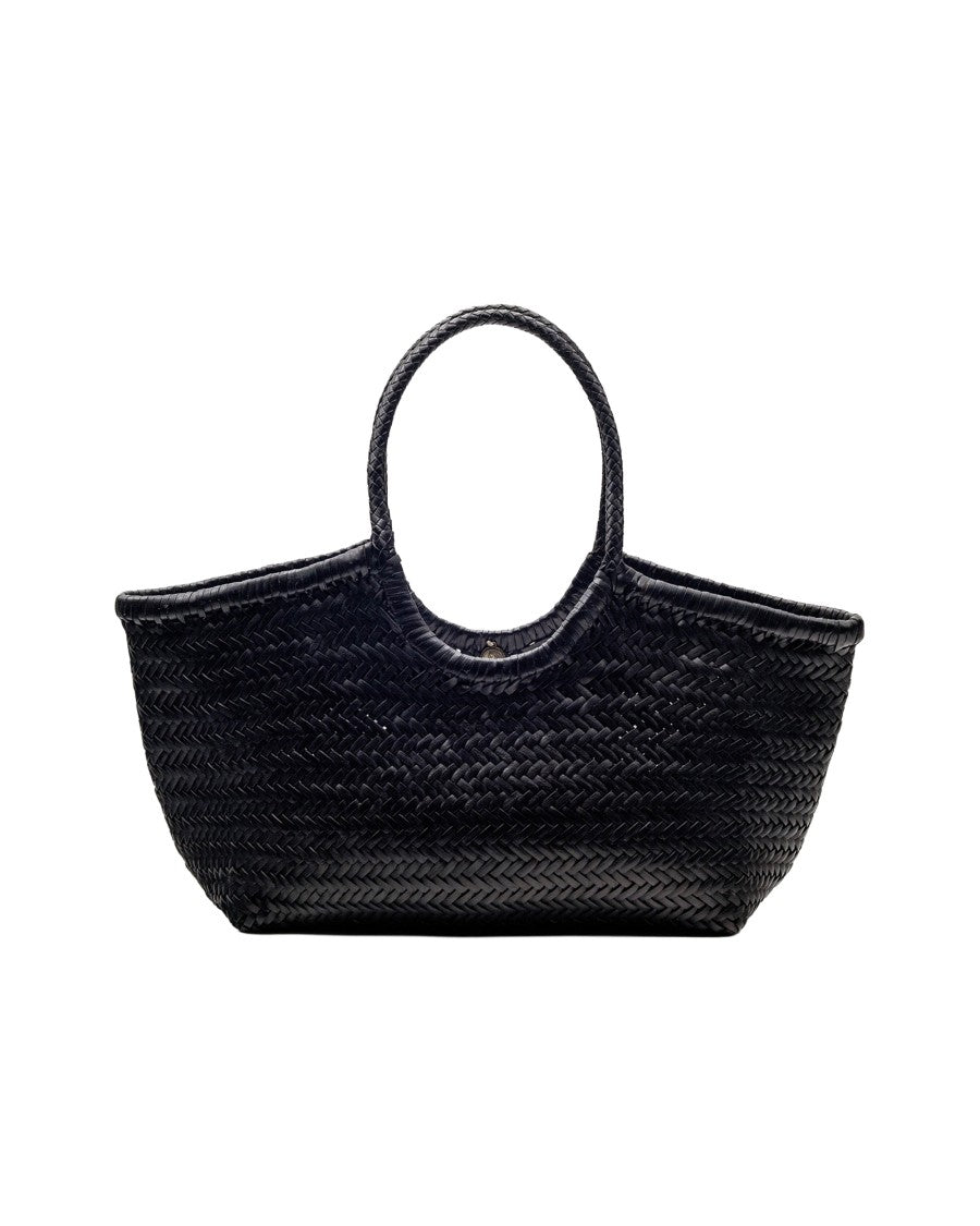 Dragon Diffusion Nantucket Basket Big Black Handwoven Buffalo Leather Tote Bag