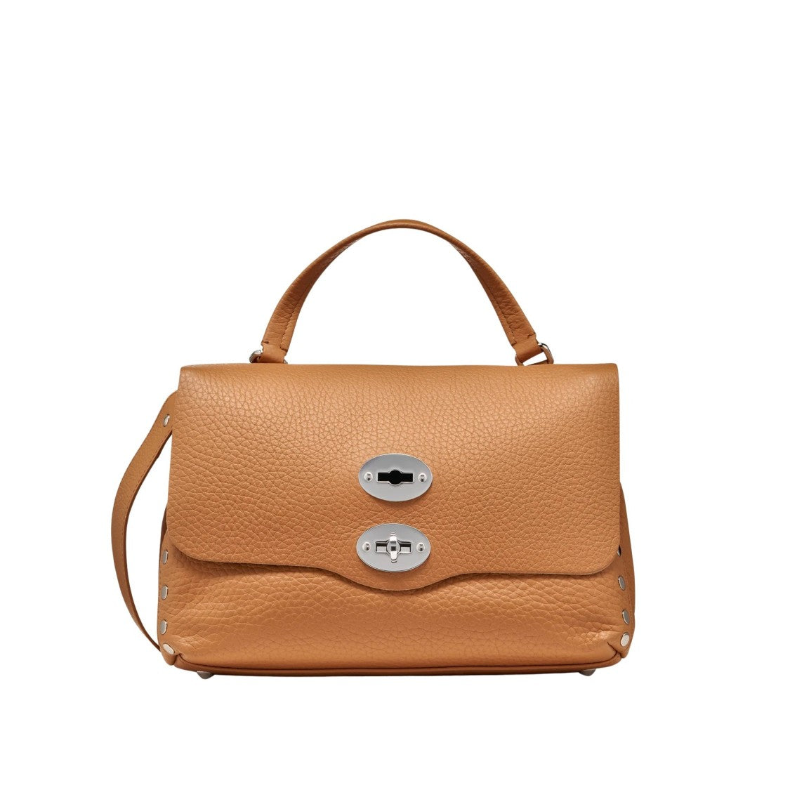 Zanellato Textured Leather Shoulder Bag With Flap Closure