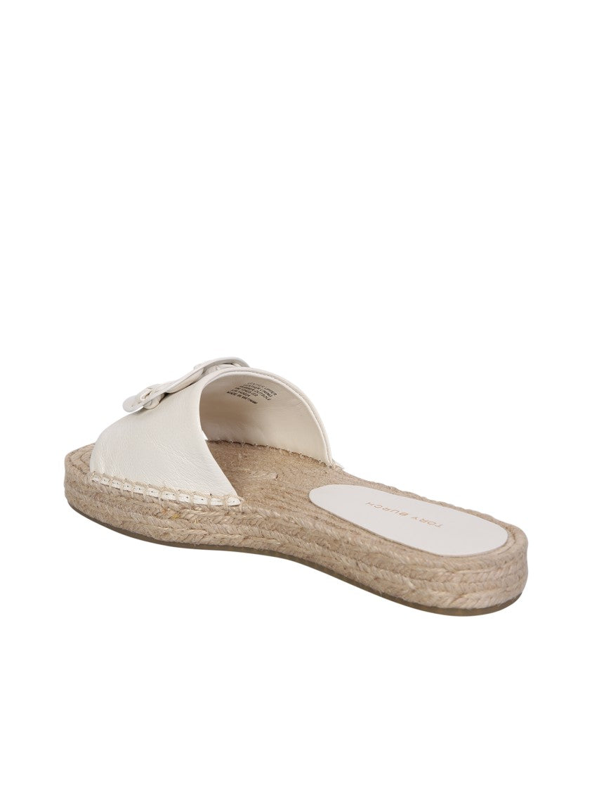 Tory Burch White Slider-Espadrillas Sandals