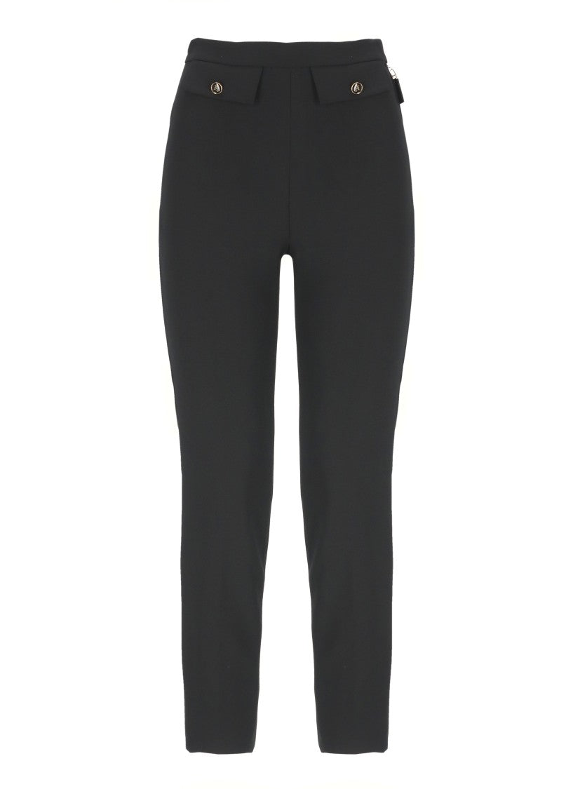 Elisabetta Franchi Cropped Crepe Pants With Flap Pockets