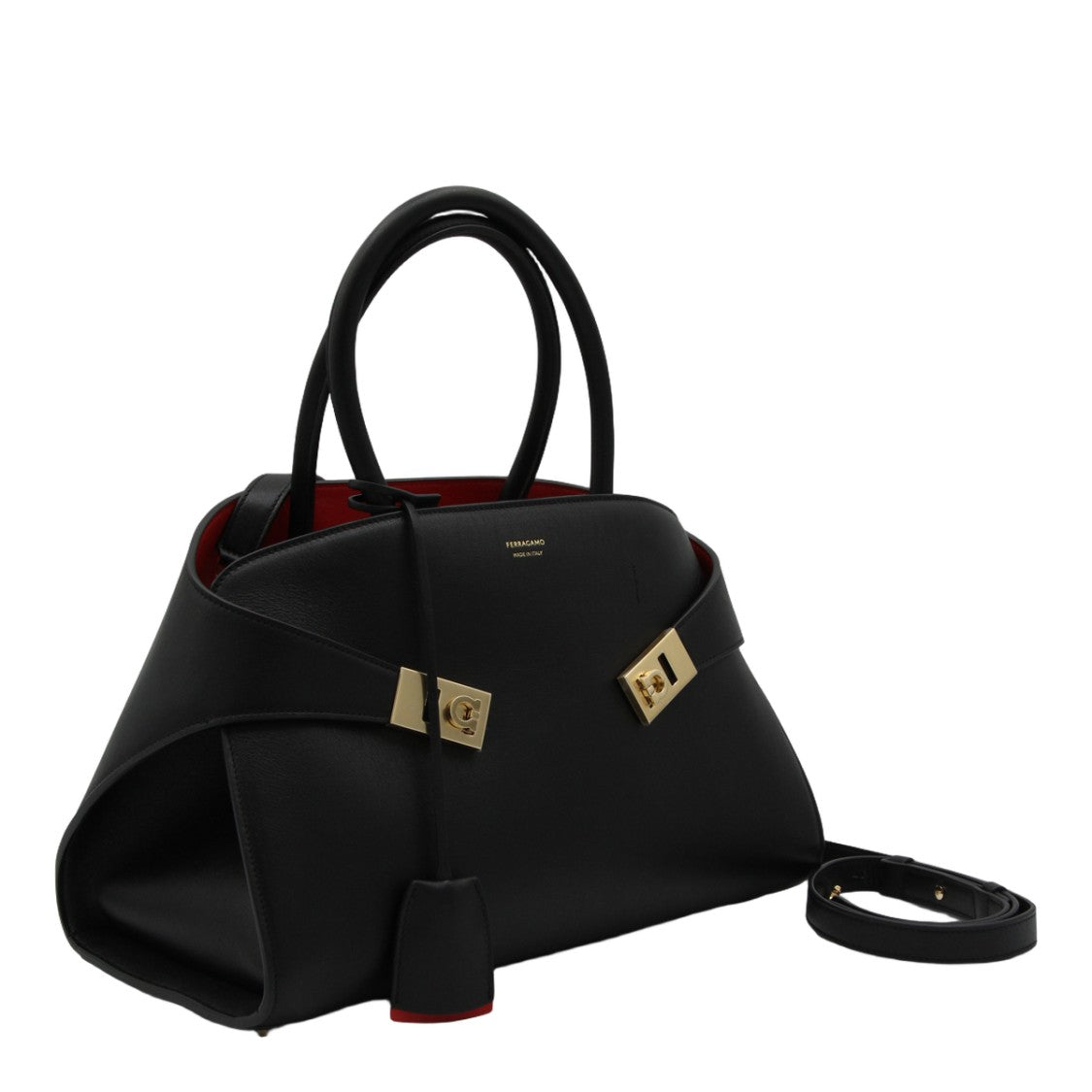 Ferragamo Structured Handbag With Gold-Tone Accents