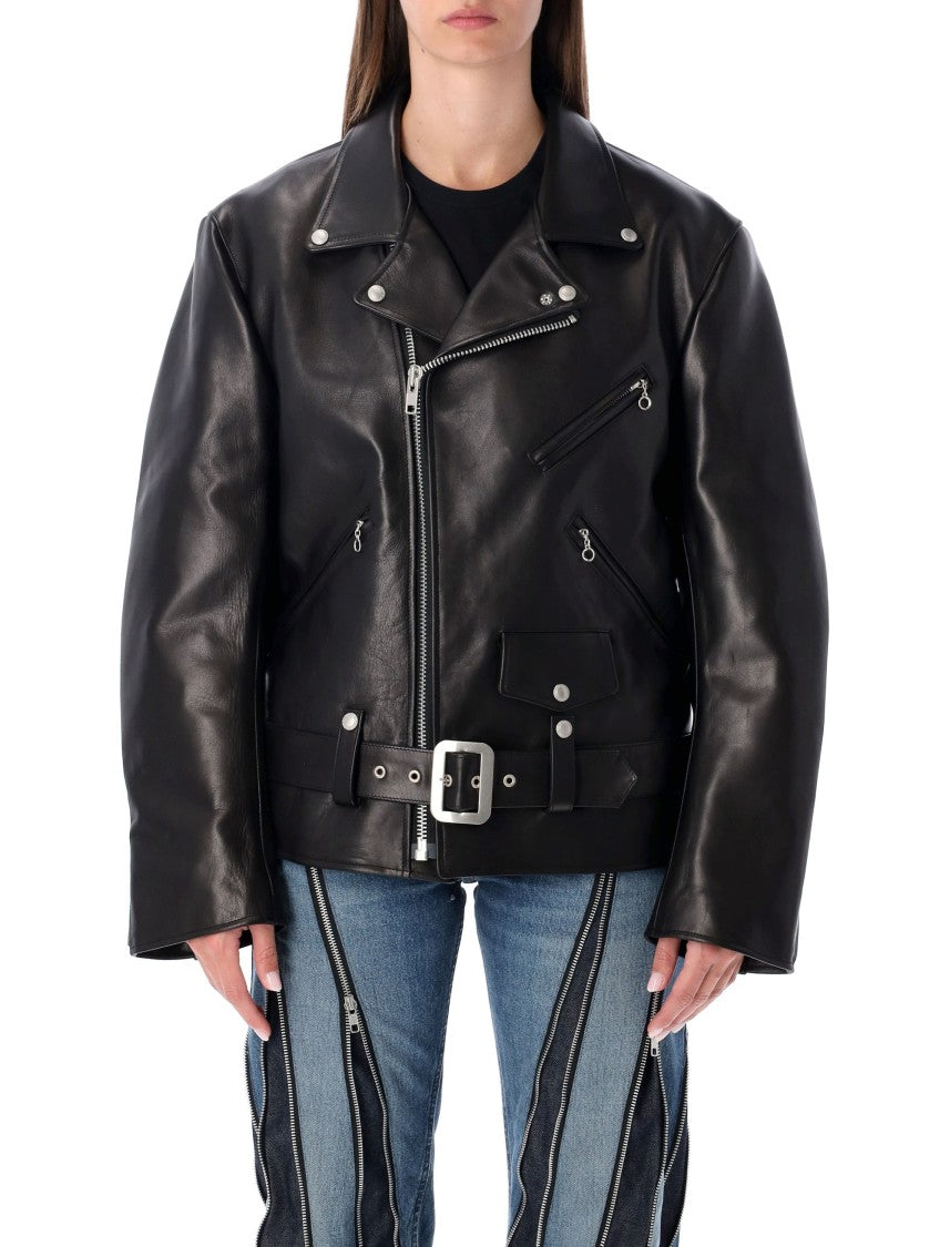 Junya Watanabe Black Oversize Leather Biker Jacket