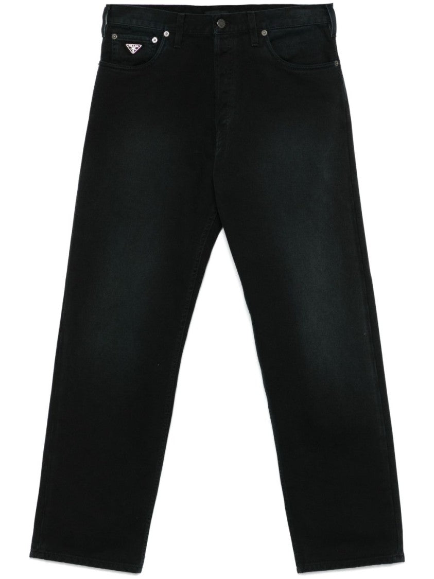 Prada High-Waist Black Jeans With Five-Pocket Design And Branded Patch
