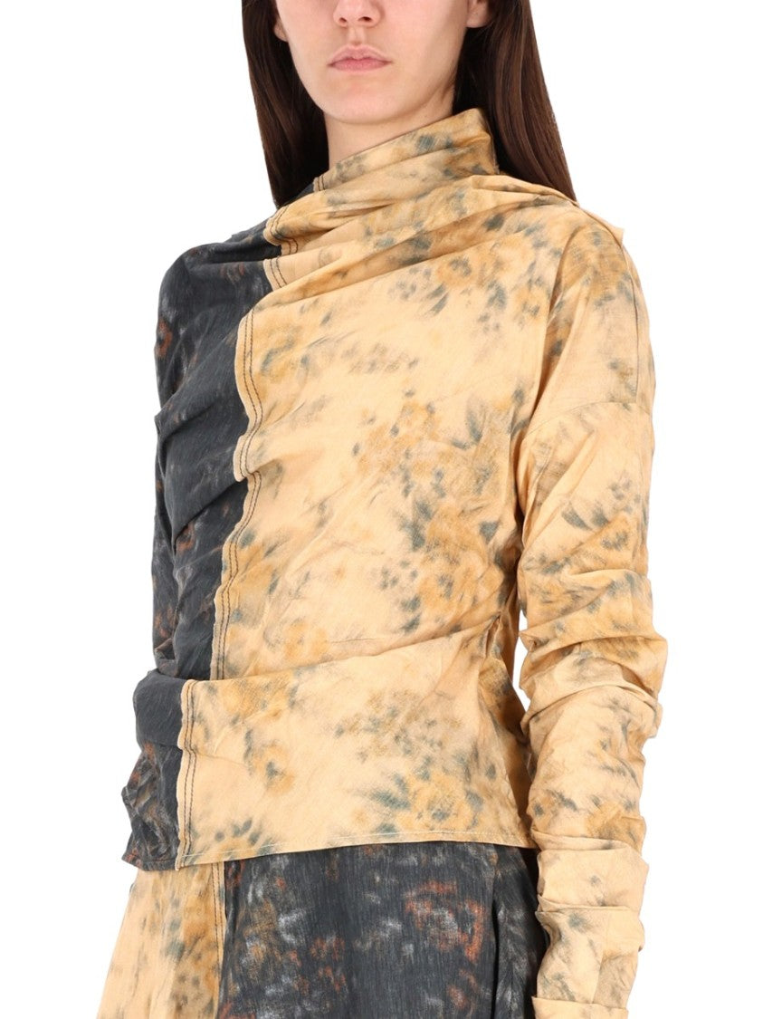 Ganni Ruched Long-Sleeved Top