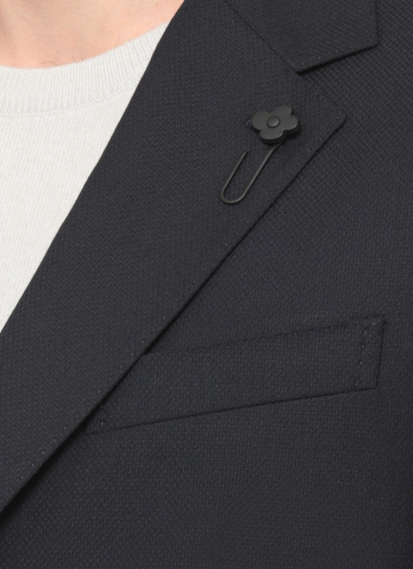 Lardini Classic Wool Jacket With Iconic Lapel Pin And Tailored Finish