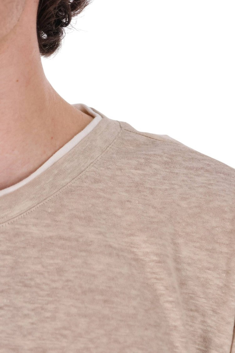 Eleventy High Neck Linen Jersey T-Shirt