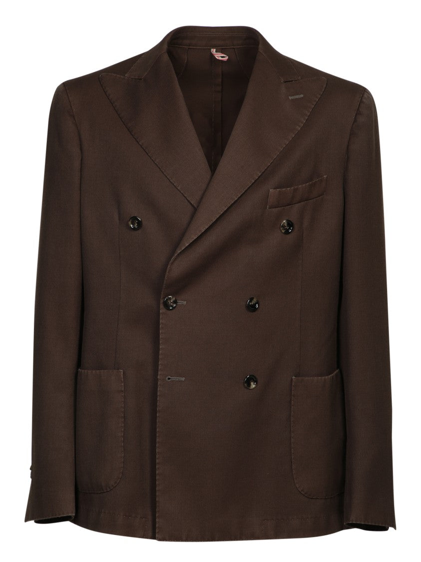 Dell'oglio Double-Breasted Tailored Brown Blazer