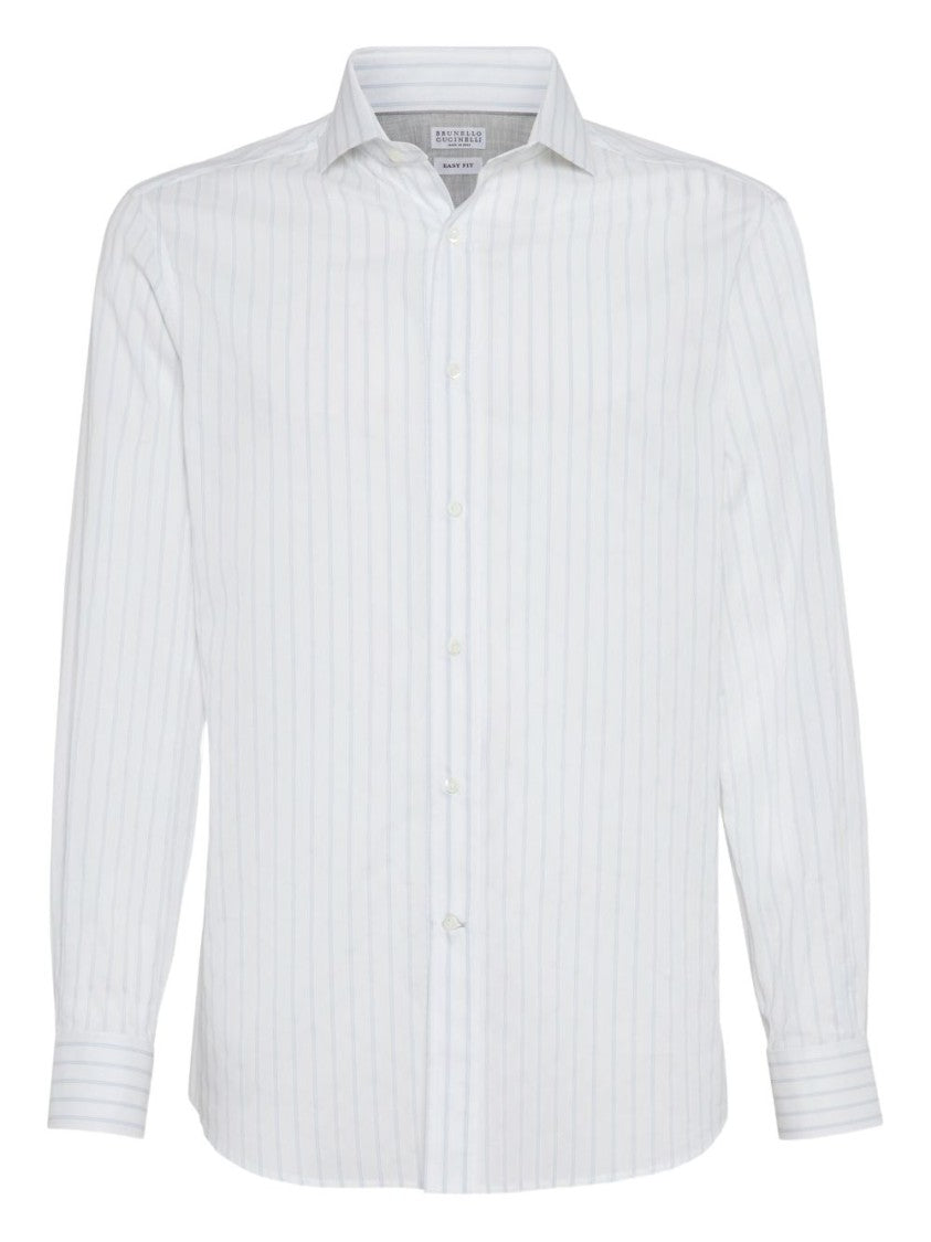 Brunello Cucinelli Vertical Stripe Long-Sleeve Button-Up Shirt