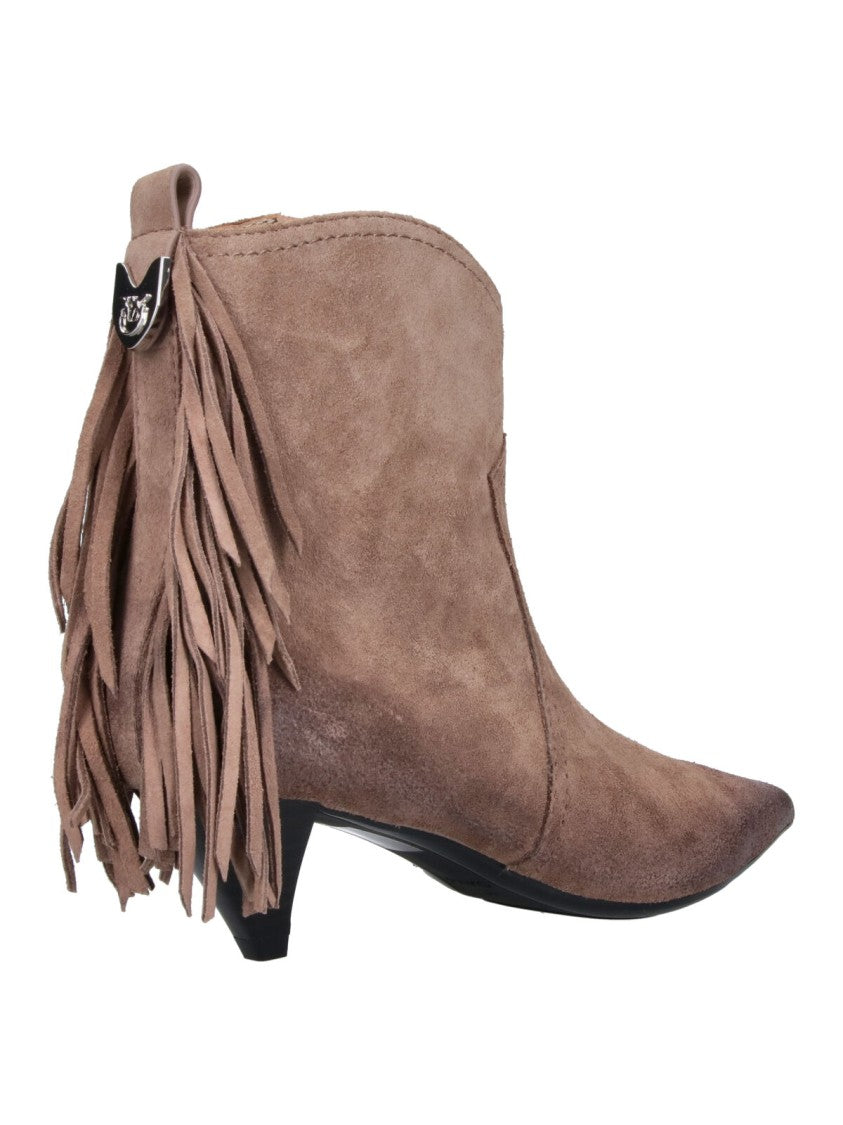 Pinko Beige Didi 01 Fringed Suede Boots