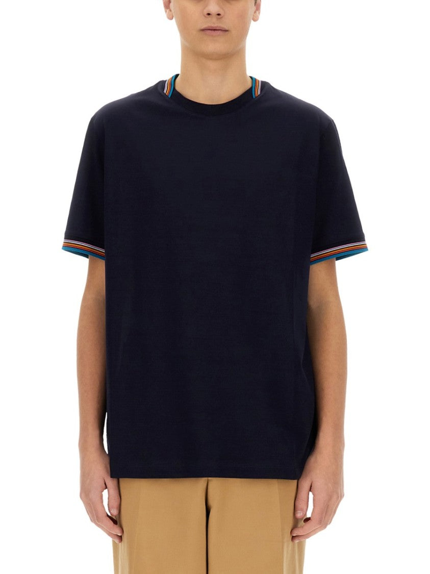 Paul Smith Cotton T-Shirt With Colorful Striped Accents