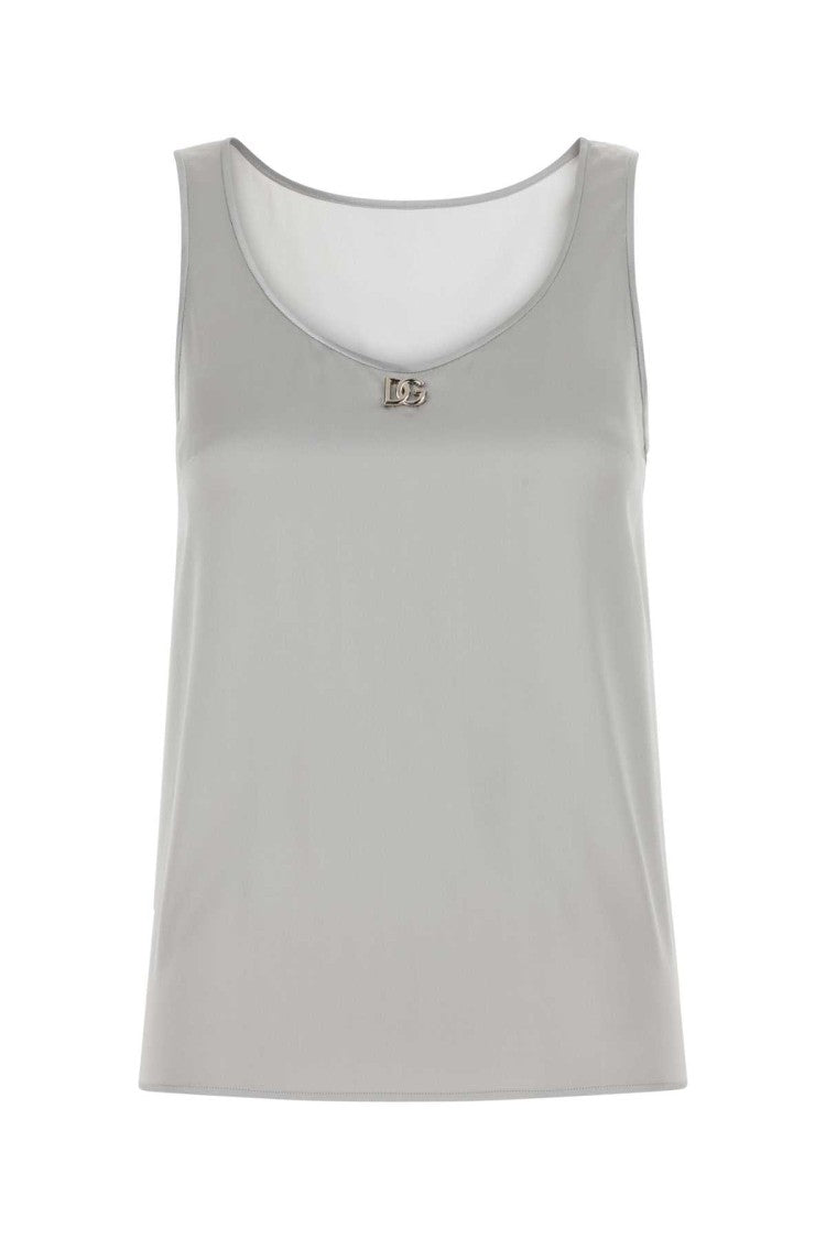 Dolce & Gabbana Grey Stretch Satin Tank Top