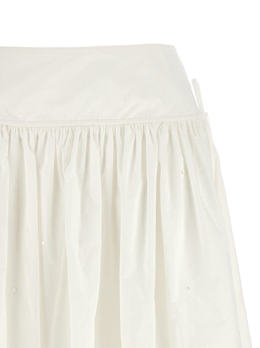 Self-Portrait 'White Cotton Embroidered Midi' Skirt