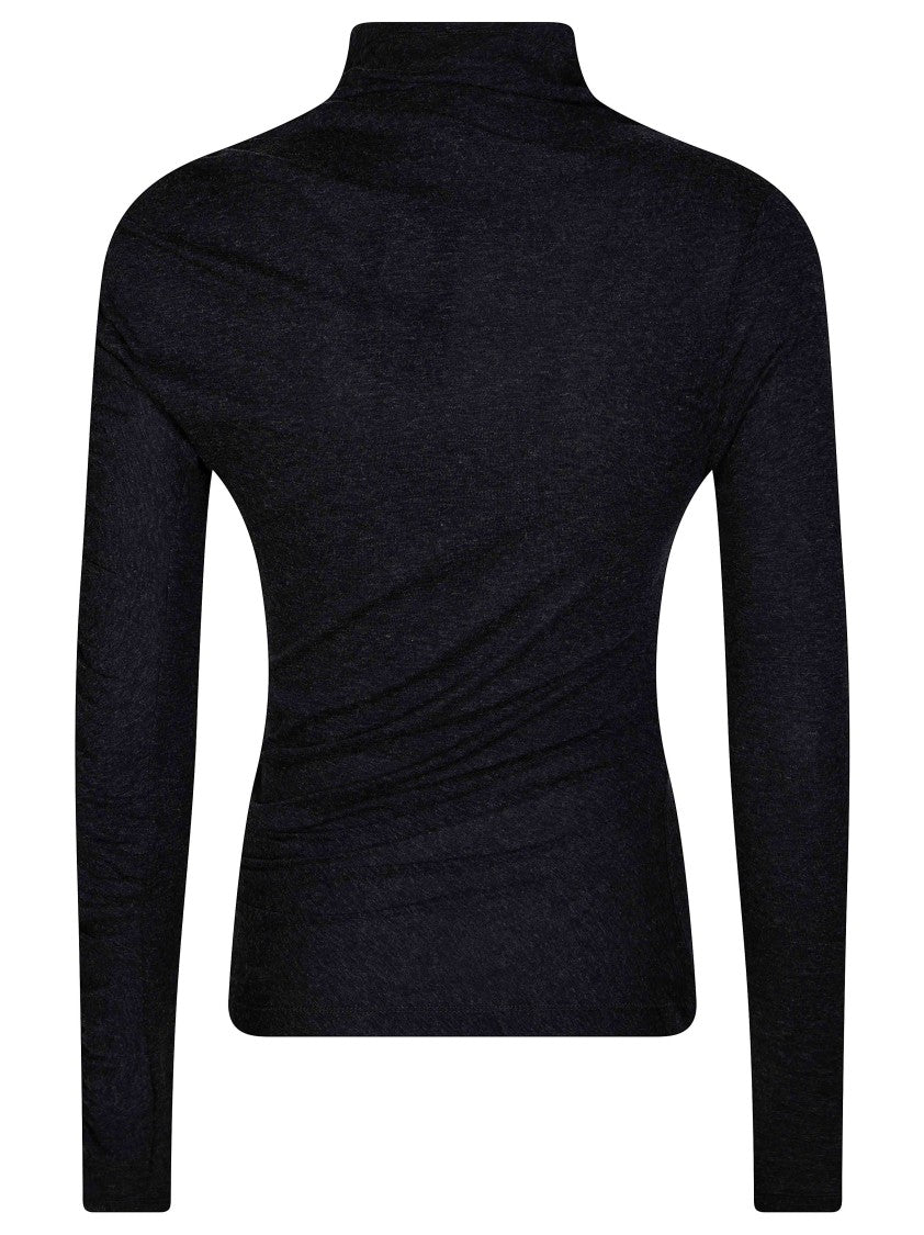 Pinko Loto Mock Neck Lightweight Ribbed Top