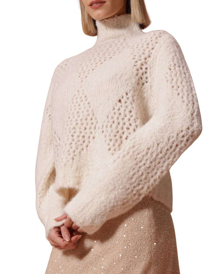 Ballantyne Textured High Neck Cropped Knit Sweater