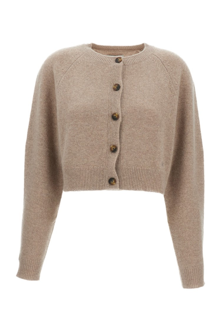 Loulou De Saison Raglan-Sleeve Cropped Cashmere Cardigan With Ribbed Edges