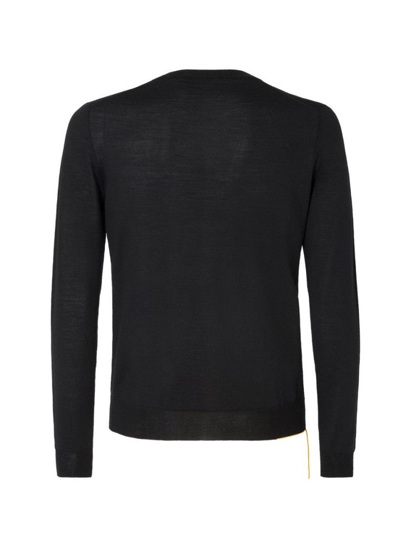 Fendi Classic V-Neck Wool Sweater With Unique Hem Detail