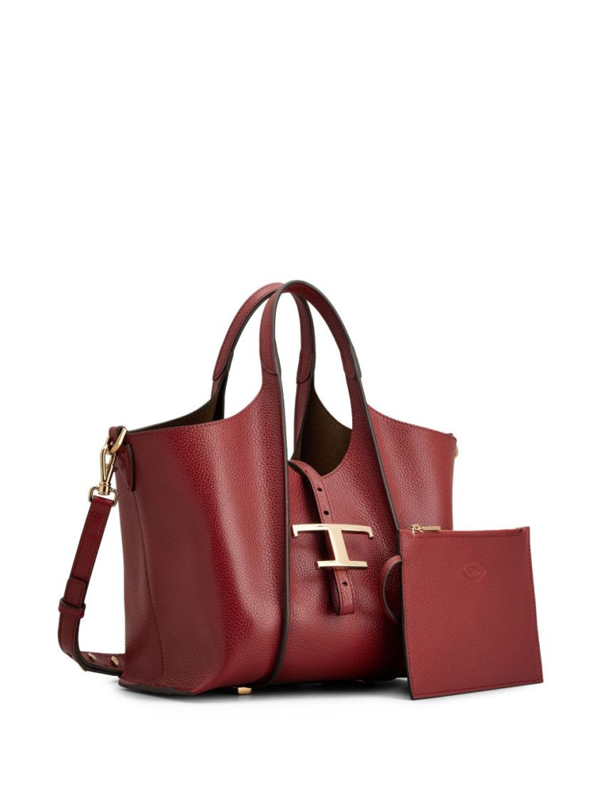 Tod's Textured Calfskin Red Shopper Bag