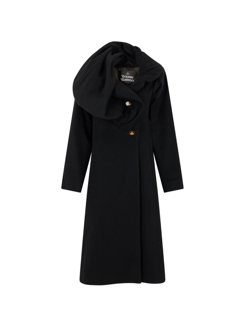 Vivienne Westwood Long Coat With Dramatic Oversized Collar And Tailored Silhouette