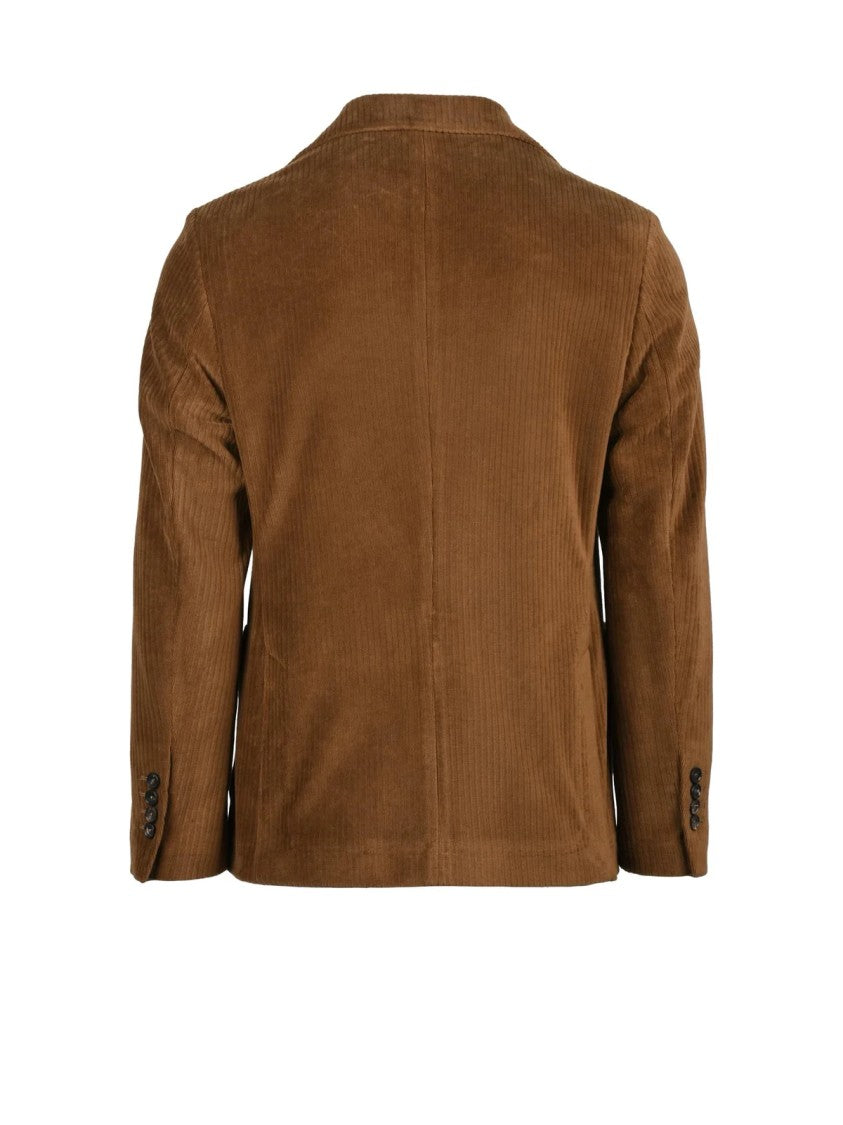Circolo 1901 Chocolate Brown Velvet Blazer With Tailored Fit And Notch Lapels